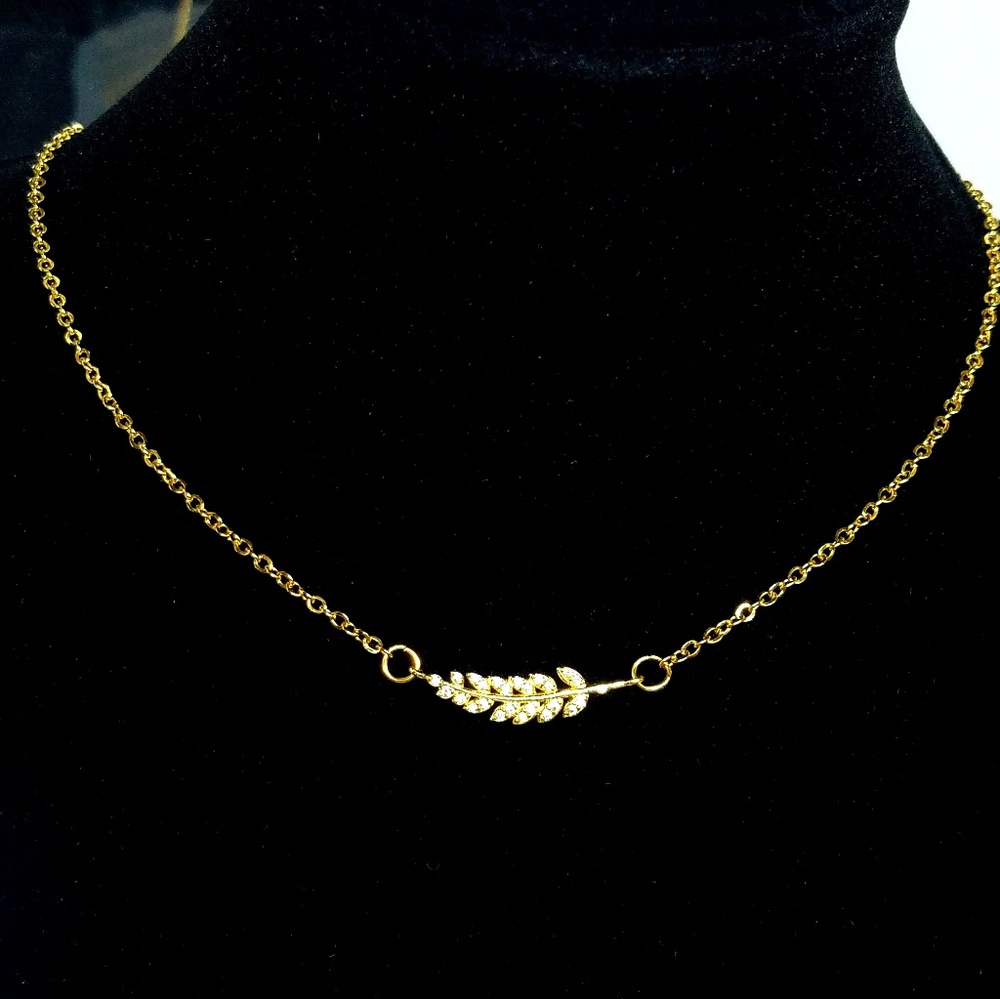 Stainless steel Chain & Gold Plated Leaf Necklace